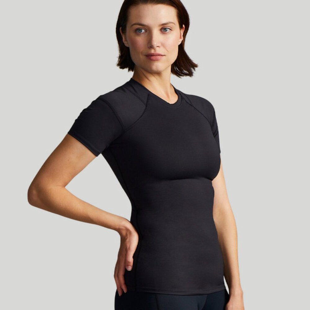 TOMMIE COPPER Women's Black Short Sleeve Top